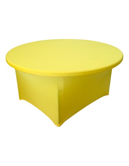 Housse Lisse Spandex JAUNE pour table pliante ronde Diamètre 180 cm