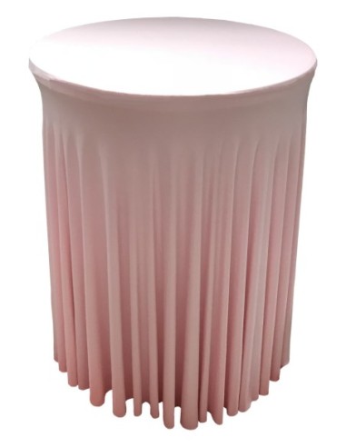 Housse Ondulée ROSE PASTEL Spandex pour table pliante Mange debout Diamètre 80 cm 