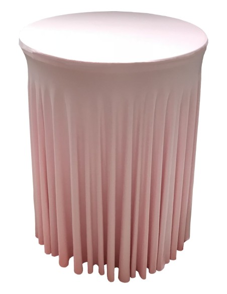 Housse Ondulée ROSE PASTEL Spandex pour table pliante Mange debout Diamètre 80 cm 