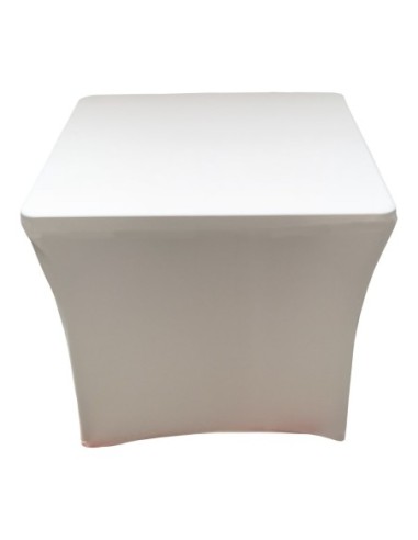 housse lisse spandex BLANCHE pour table pliante carrée 87cm x 87cm