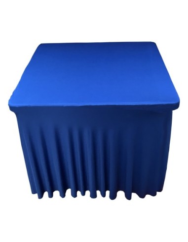 Housse Ondulée Spandex Bleu pour table pliante carrée 87cm x 87cm