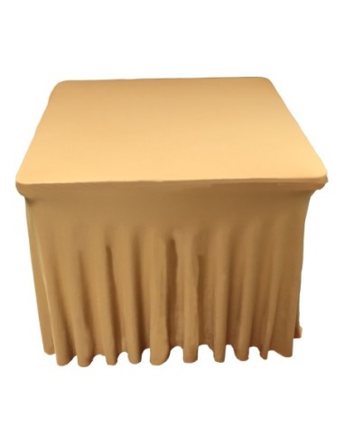 Housse Ondulée Spandex Dorée pour table pliante carrée 87cm x 87cm