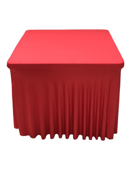 Housse Ondulée Spandex ROUGE pour table pliante carrée 87cm x 87cm