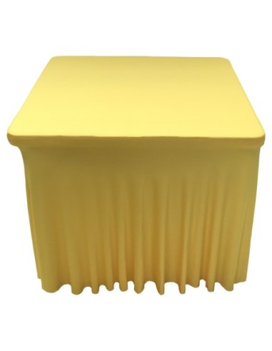 Housse Ondulée Spandex JAUNE pour table pliante carrée 87cm x 87cm