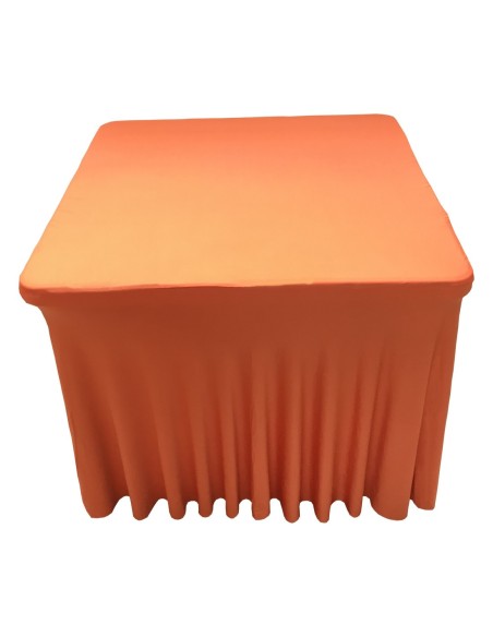 Housse Ondulée Spandex ORANGE pour table pliante carrée 87cm x 87cm