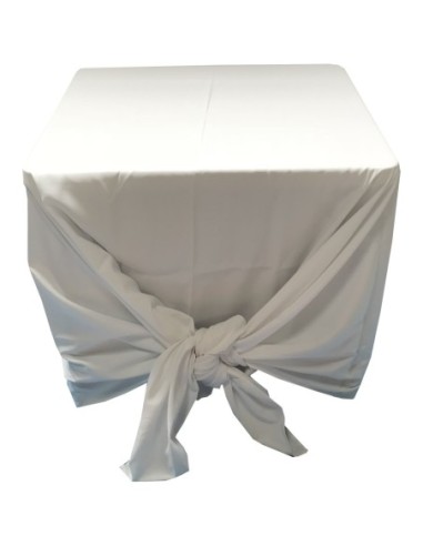 Nappe Ondulée 3 Polyester BLANCHE pour table pliante carrée 87cm x 87cm