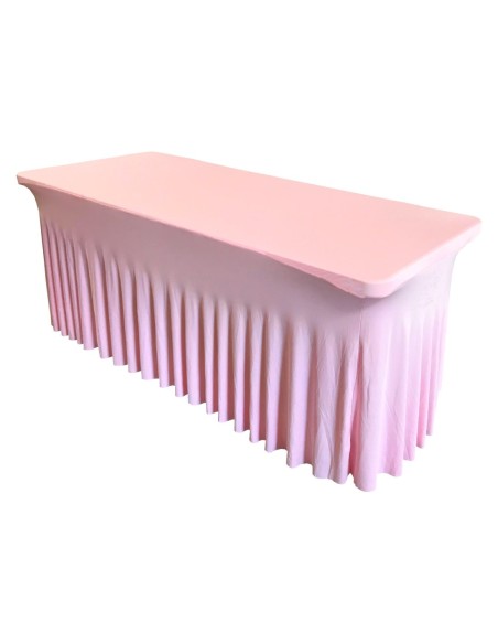 Housse Ondulée Spandex ROSE pour table pliante rectangle 200cm x 90cm