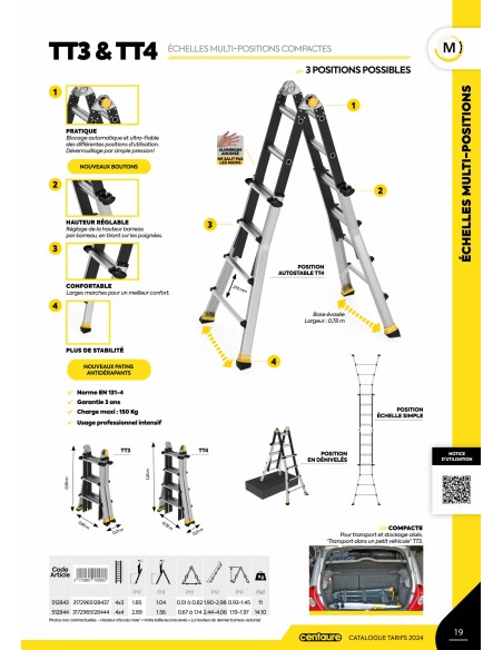 Echelle Telescopique Centaure 4 x 4 barreaux - Centaure