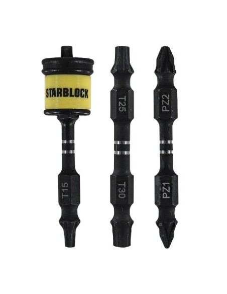 Bague magnétique 3 embouts réversibles Torx® et Pozidriv – L.60 mm - STAR BLOCK
