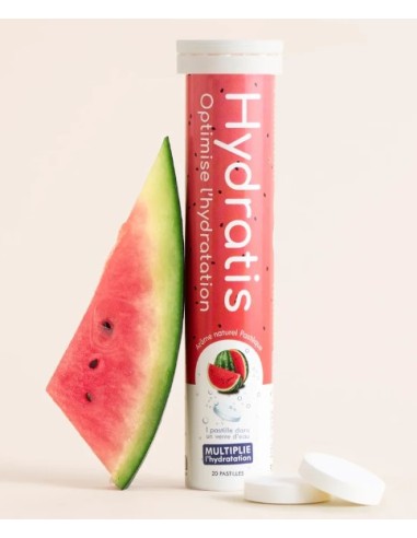 HYDRATIS - Solution d'Hydratation Aux Sels Minéraux 20 Comprimés Effervescents - Saveur Pastèque