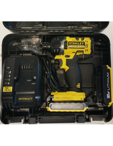 Perceuse visseuse à percussion STANLEY + 2 batteries 2Ah + chargeur + mallette