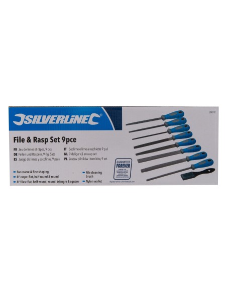 Ensemble limes et râpes Silverline 9 pièces