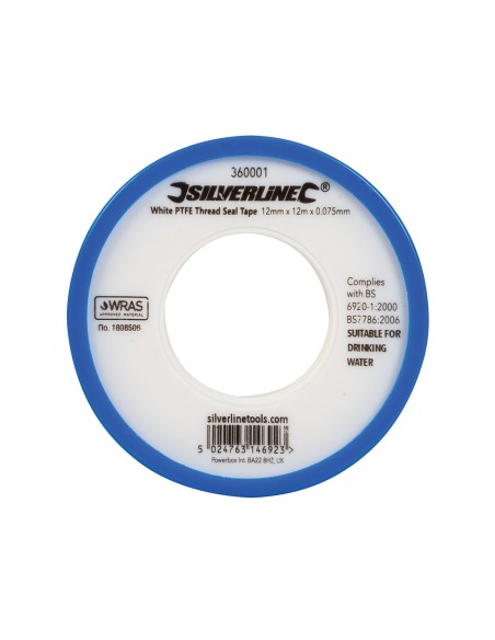 Ruban d'étanchéité pour filetage PTFE blanc Silverline 10 pièces