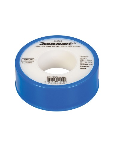 Ruban d'étanchéité pour filetage PTFE blanc Silverline 10 pièces
