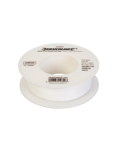 Ruban d'étanchéité pour filetage PTFE blanc Silverline 10 pièces