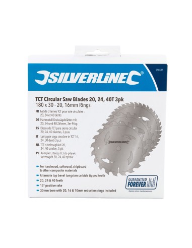 Lames de scie circulaire 20, 24, 40 TCT Silverline 3 pièces